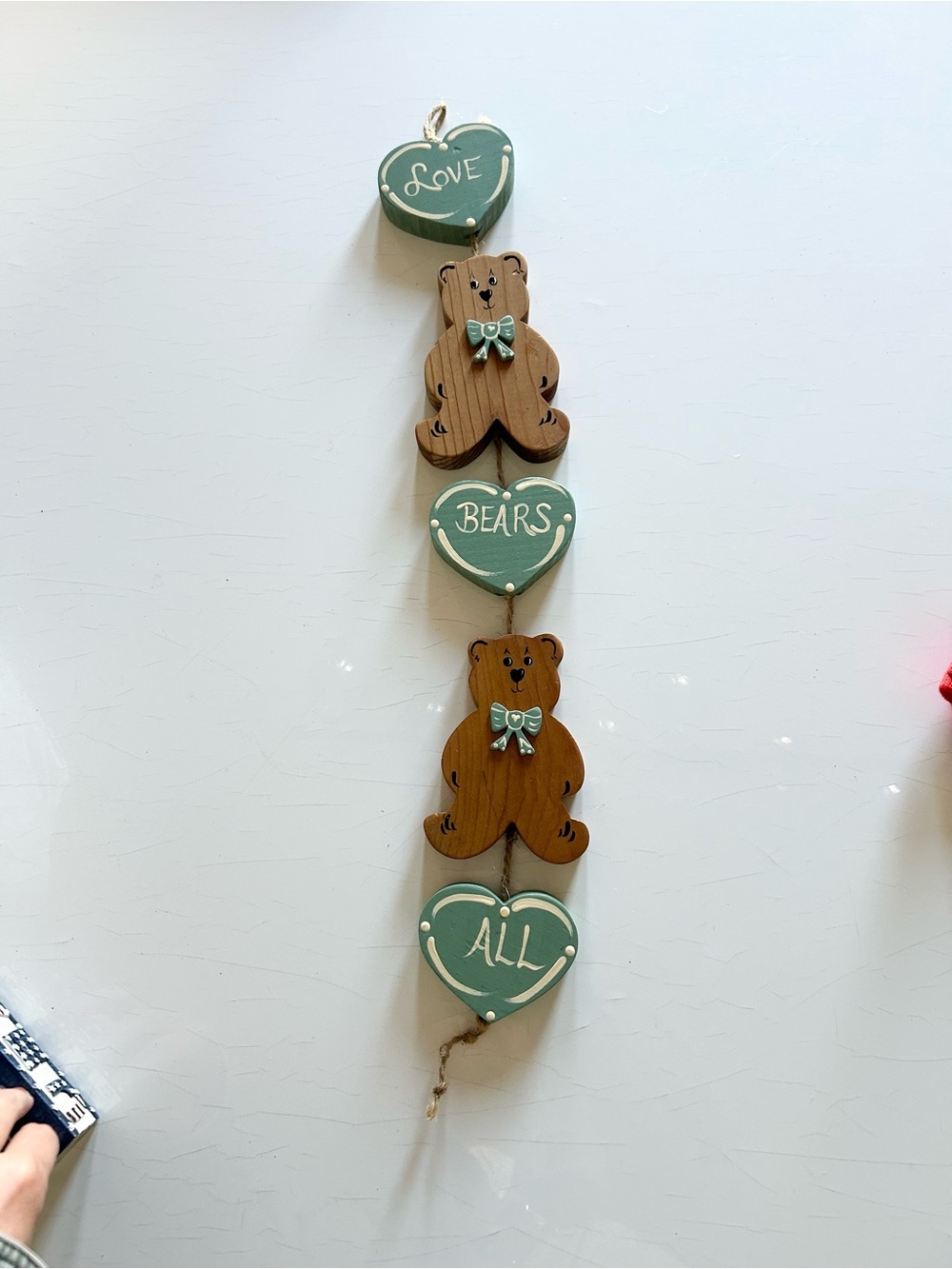 Handcrafted Wooden Teddy Bear “Love Bears All” Wall Hanging Plaque